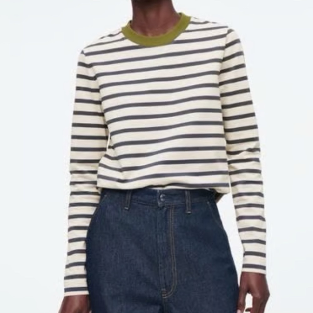 NWT COS The Clean-Cut Stripe Long Sleeve Cotton T-Shirt